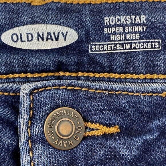 Old Navy Rockstar size 8 Petite High Rise Super Skinny Secret Slim Blue Jeans - Picture 7 of 10